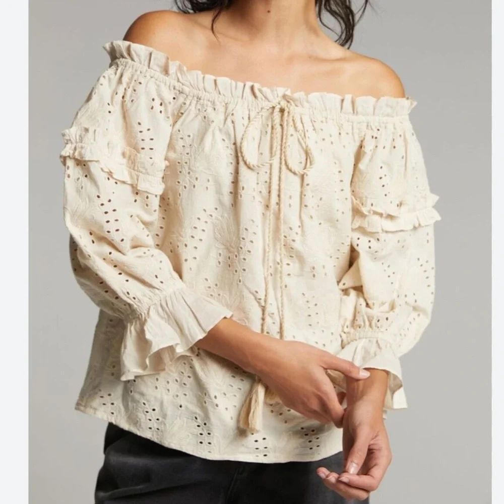 Anthropologie Jane eyelet Edwardian inspired blouse